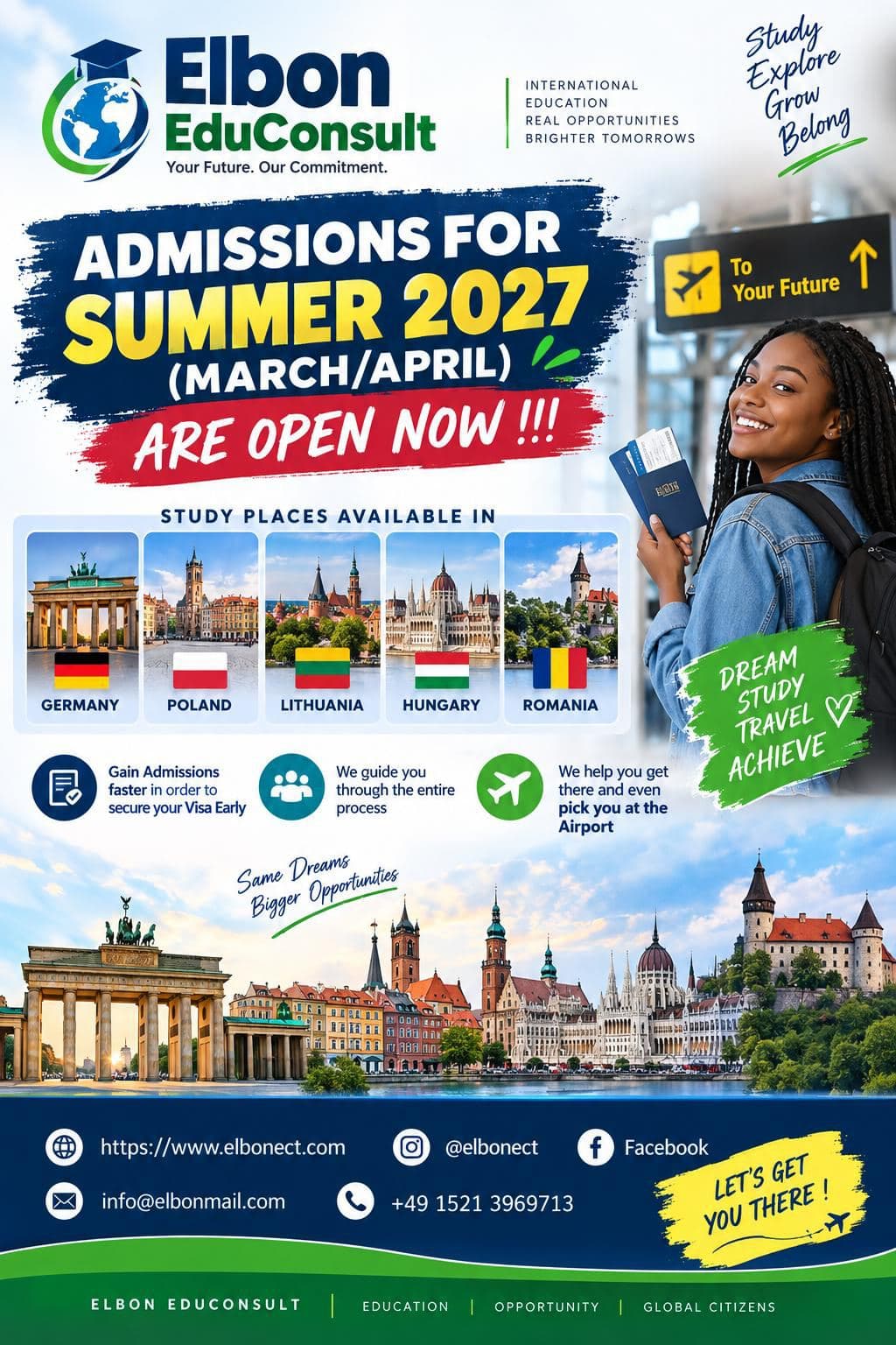 Admissions for Summer 2027 are open now flyer