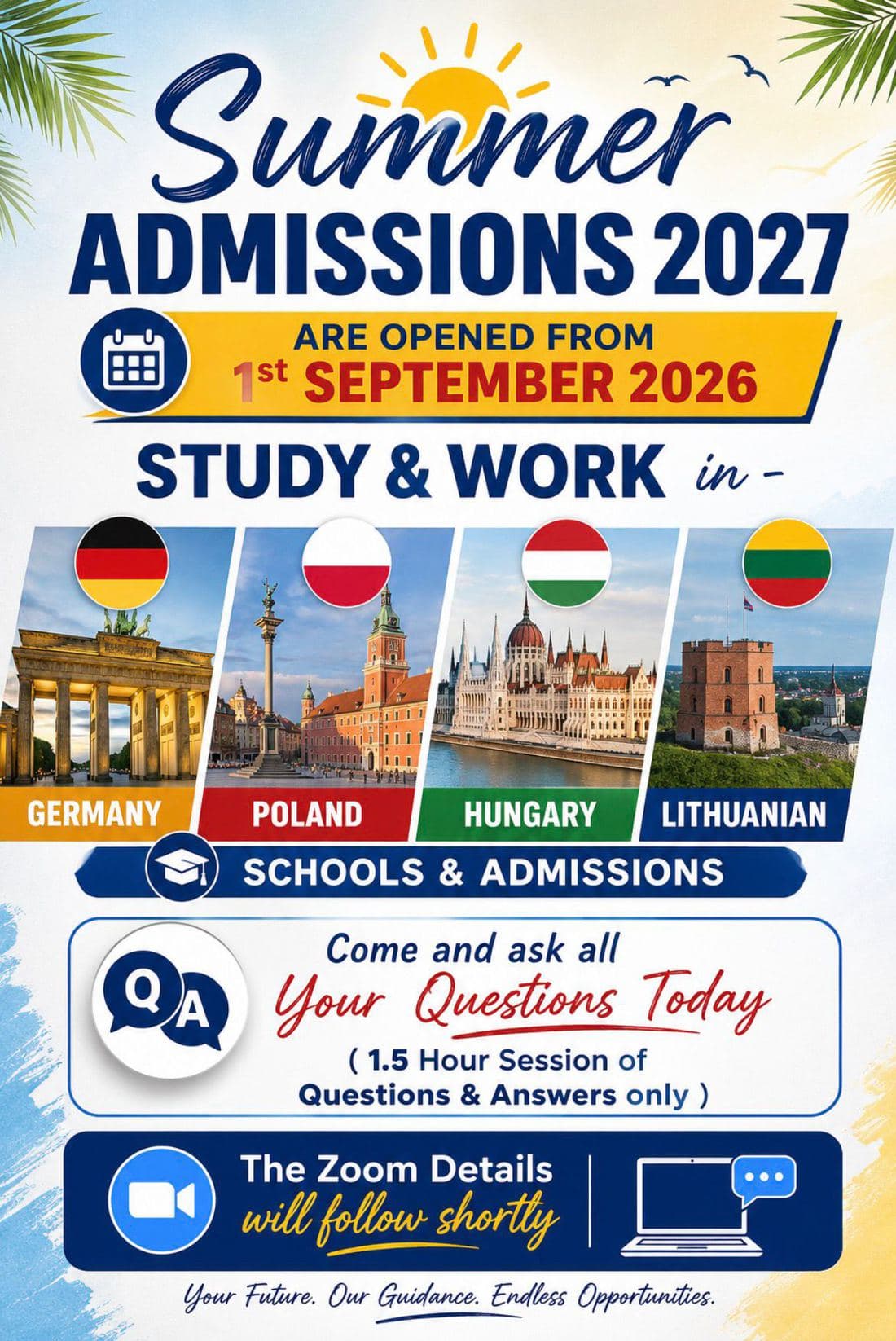 Summer Admissions 2027 Q&A session flyer